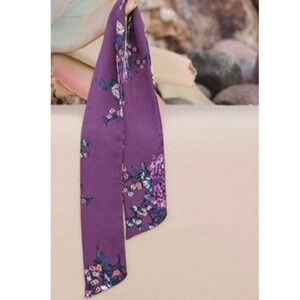 Purple Floral Print Womens Hair Ribbon Girly Preppy Feminine Accessories